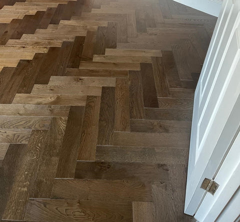 BFCH112 Brushed Brown Matt Lacquered Engineered Herringbone